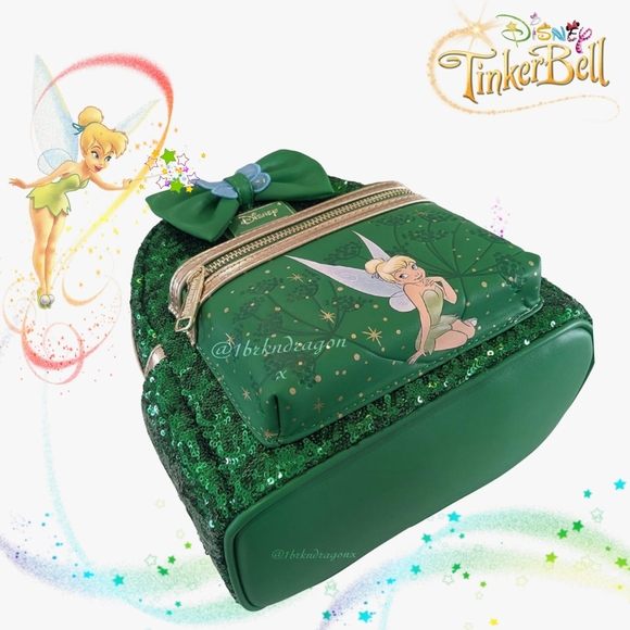 Tinkerbell Christmas Exclusive Disney Sequin Emerald Green Tink Backpack & Gift